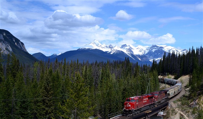 The Canadian Pacific Railway rolling through the Rockies